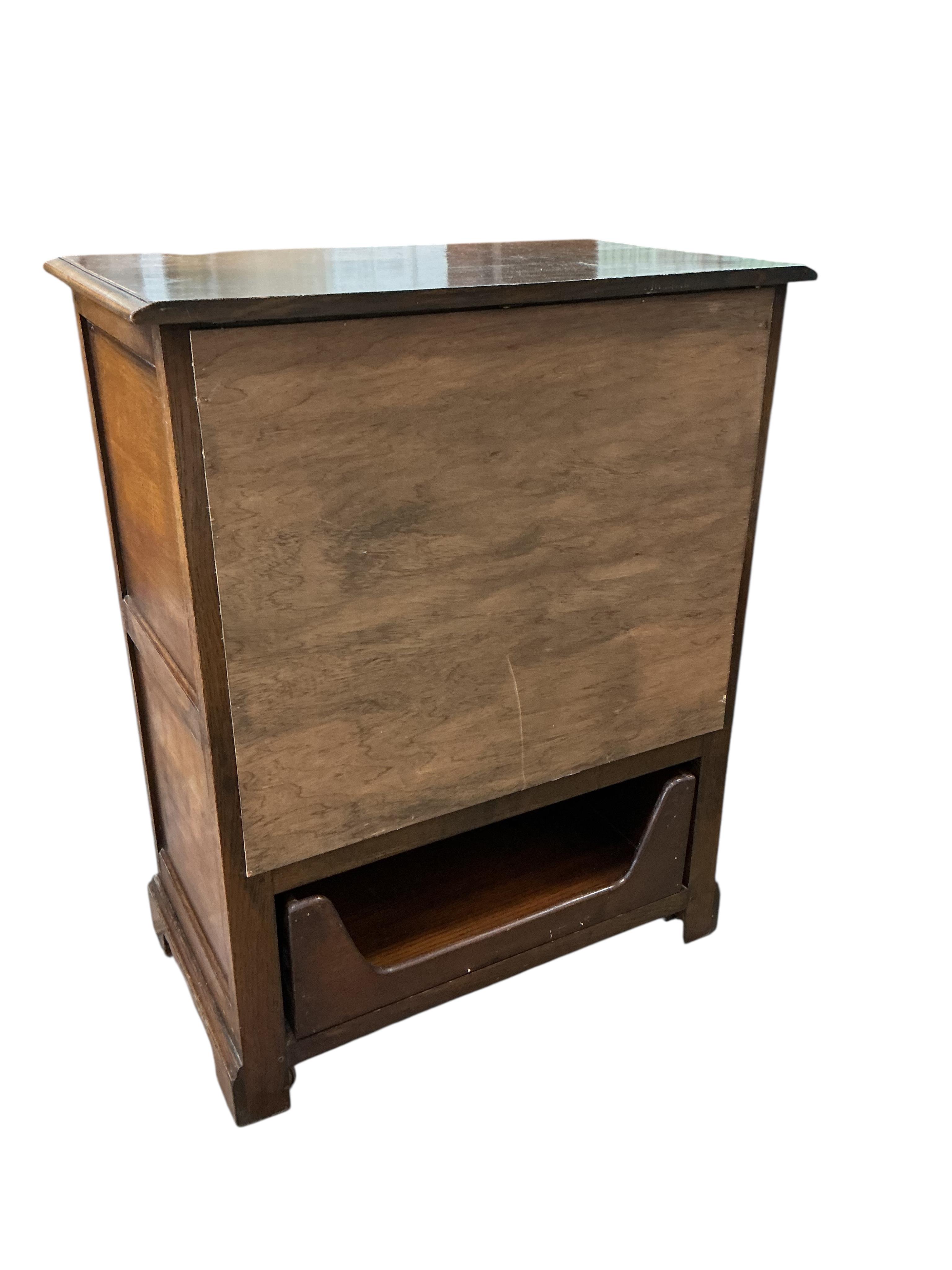 A reproduction 18th century style oak two drawer side cabinet, width 81cm, depth 48cm, height 103cm